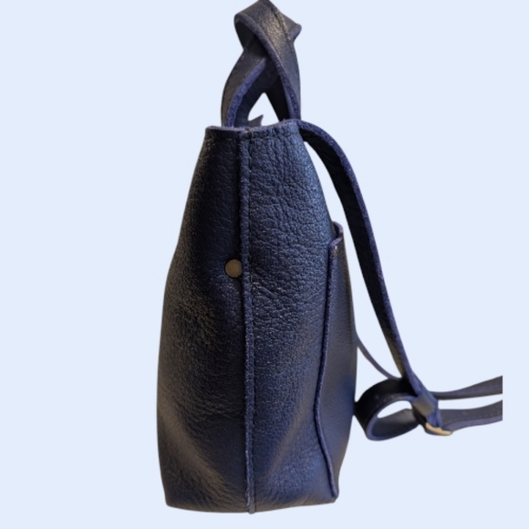 EUC Portland Pebbled Leather Mini Zipper Tote Bag Cobalt Blue - Picture 6 of 9